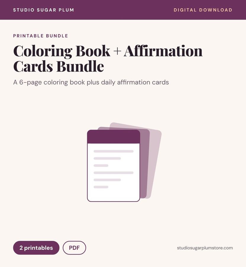 Coloring Book + Affirmation Cards Bundle